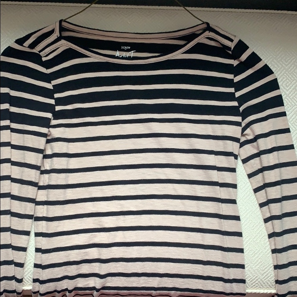 J Crew tan and black 3/4 length tee